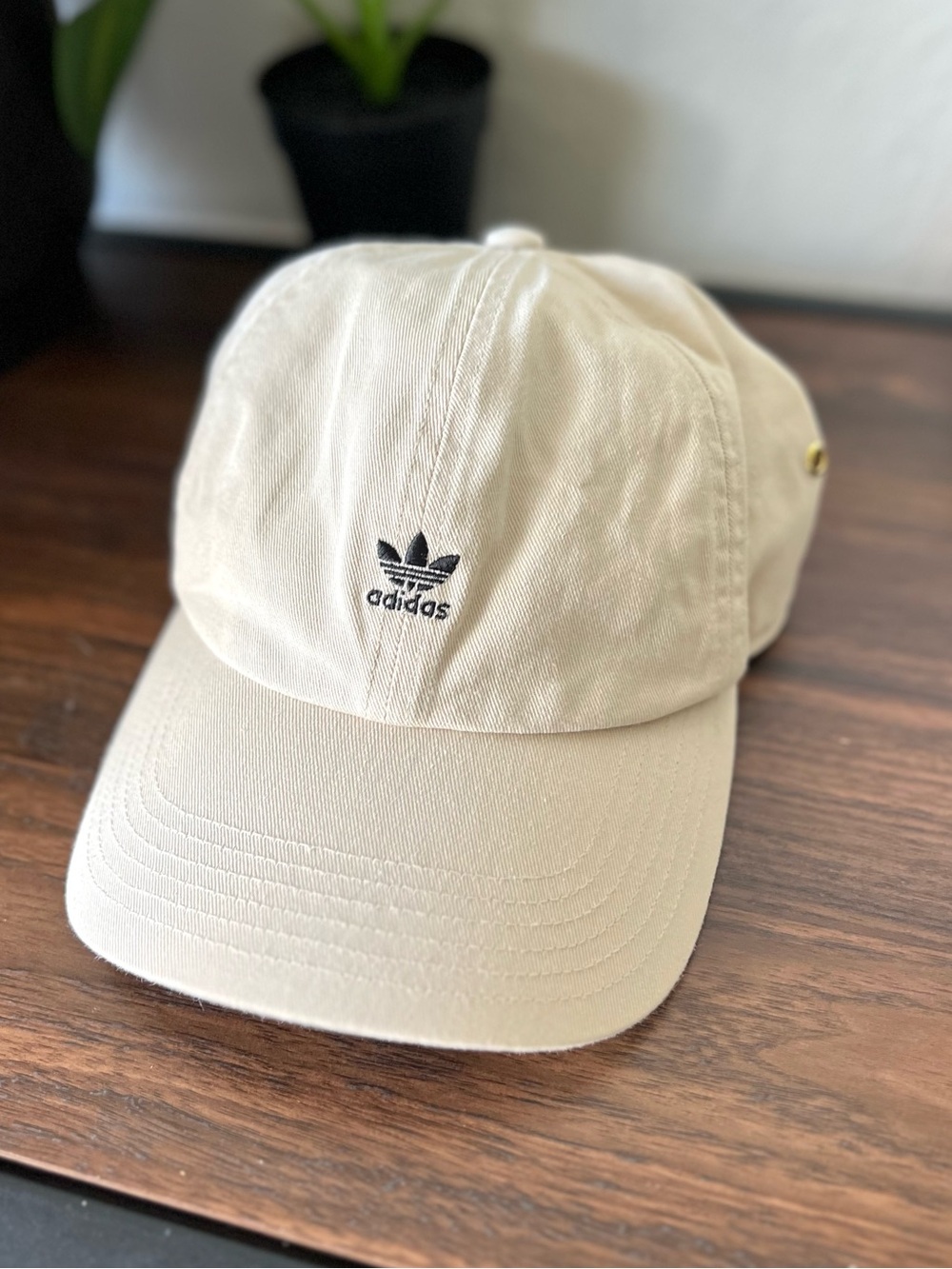 adidas Trefoil Baseball Cap in Beige with Black Logo